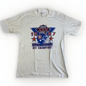 VTG 1987 AFC CHAMP Denver Broncos Super Bowl Shirt Youth L 80s NFL USA MADE *